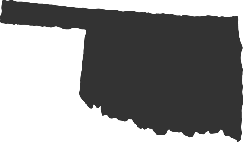 Silhouette of the state of Oklahoma used as a graphic element.
